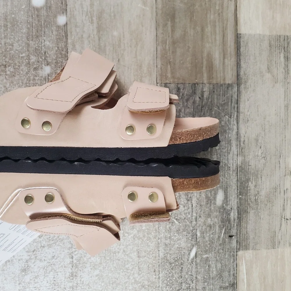 Birkenstock Uji Unisex Slides Sandals Womens 5 New Beige Nubuck Leather NWOB